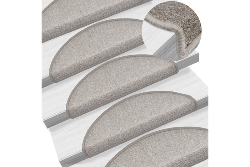 Trappematter gråbrun 15 stk 65x24x4 cm - Taupe - Tekstiler - Tepper & Matter - Spesialmatte - Trappetepper