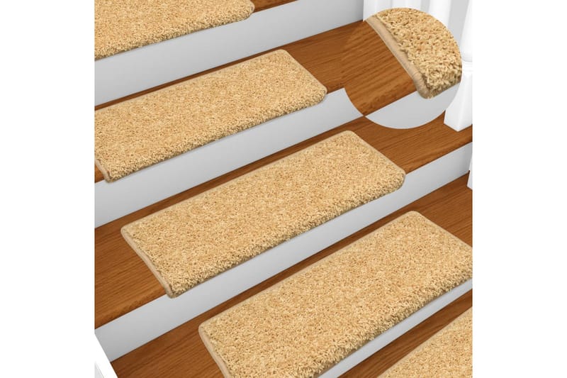 Trappetrinnstepper 15 stk 65x25 beige - Tekstiler - Tepper & Matter - Spesialmatte - Trappetepper