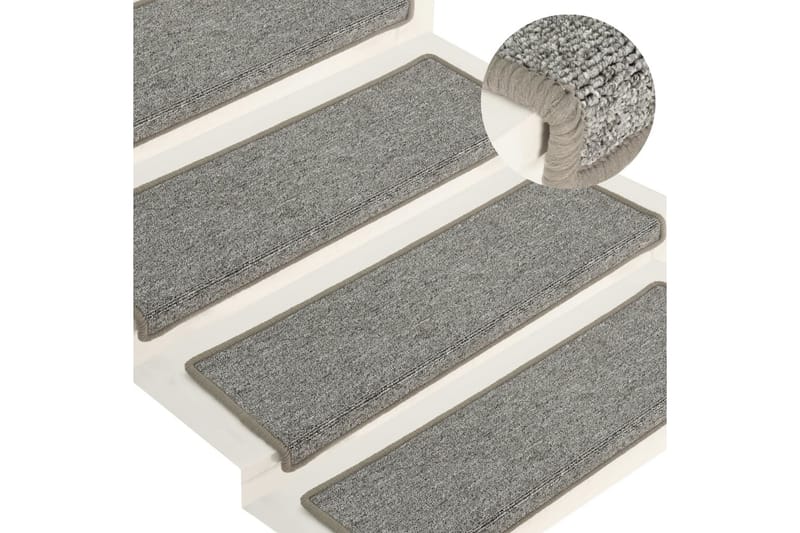 Trappetrinnstepper 15 stk 65x25 hvit og grå - Flerfarget - Tekstiler - Tepper & Matter - Spesialmatte - Trappetepper