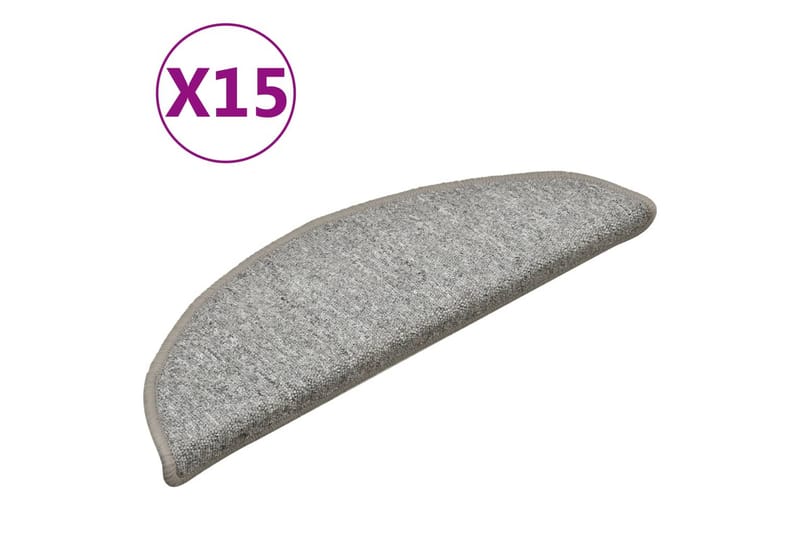 Trappetrinnstepper 15 stk lysegrå 56x17x3 cm - Grå - Tekstiler - Tepper & Matter - Spesialmatte - Trappetepper