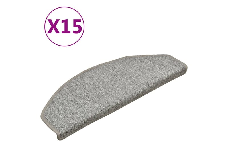 Trappetrinnstepper 15 stk lysegrå 65x24x4 cm - Grå - Tekstiler - Tepper & Matter - Spesialmatte - Trappetepper