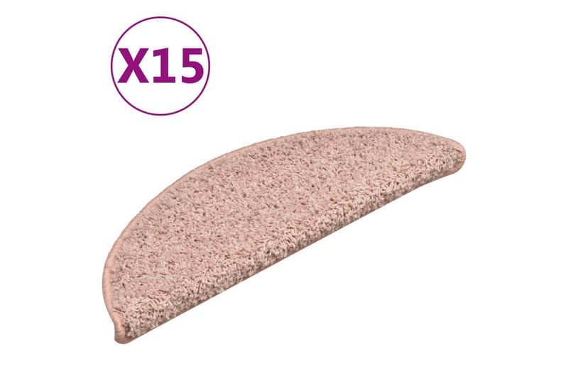 Trappetrinnstepper 15 stk lyserosa 56x17x3 cm - Rosa - Tekstiler - Tepper & Matter - Spesialmatte - Trappetepper