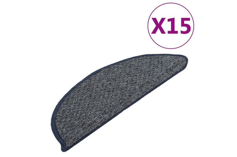 Trappetrinnstepper 15 stk mørkeblå 56x20 cm - Blå - Tekstiler - Tepper & Matter - Spesialmatte - Trappetepper