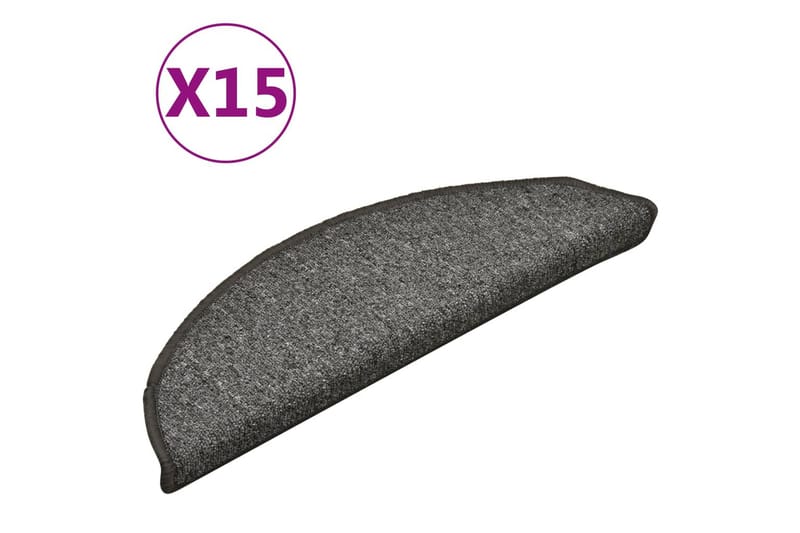 Trappetrinnstepper 15 stk mørkegrå 56x17x3 cm - Grå - Tekstiler - Tepper & Matter - Spesialmatte - Trappetepper
