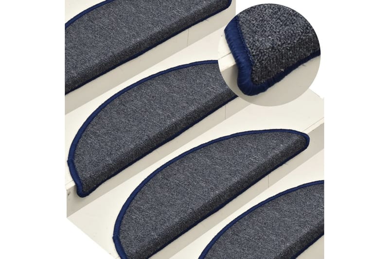 Trappetrinnstepper 15 stk mørkegrå og blå 65x24x4 cm - Grå - Tekstiler - Tepper & Matter - Spesialmatte - Trappetepper