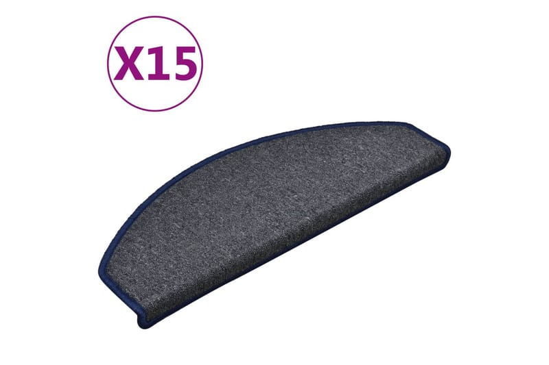 Trappetrinnstepper 15 stk mørkegrå og blå 65x24x4 cm - Grå - Tekstiler - Tepper & Matter - Spesialmatte - Trappetepper