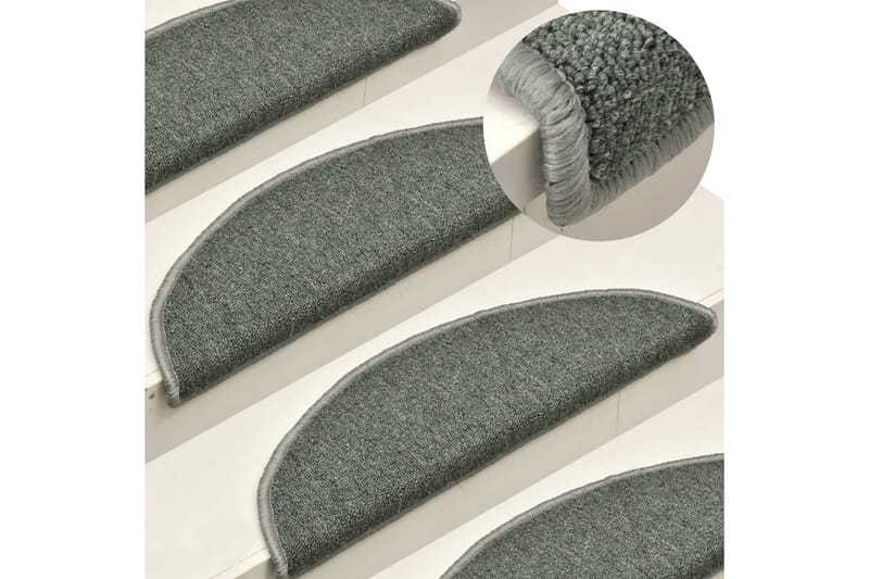 Trappetrinnstepper 15 stk mørkegrønn 56x17x3 cm - grønn - Tekstiler - Tepper & Matter - Spesialmatte - Trappetepper