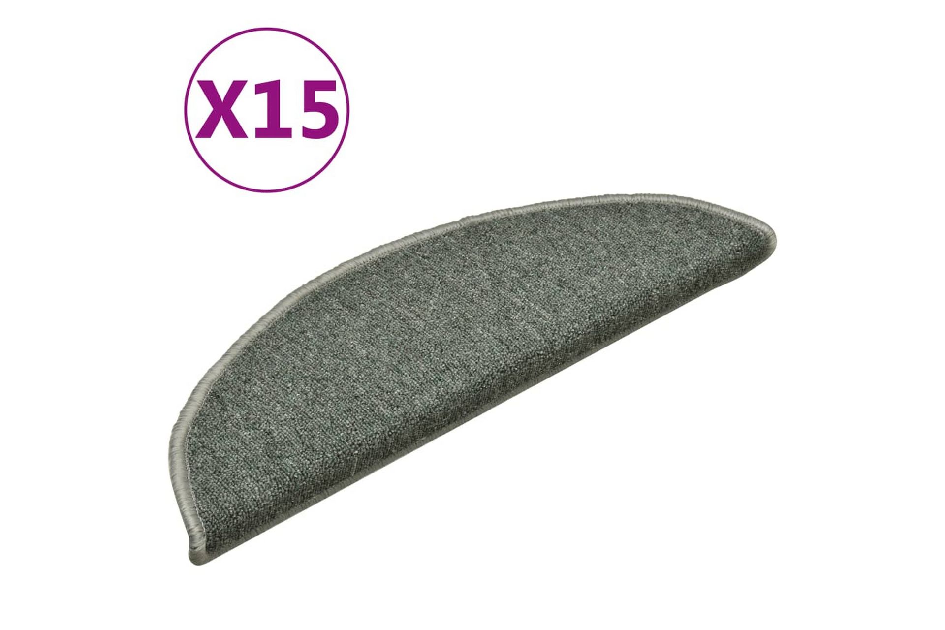 Trappetrinnstepper 15 stk mørkegrønn 56x17x3 cm - grønn - Tekstiler - Tepper & Matter - Spesialmatte - Trappetepper