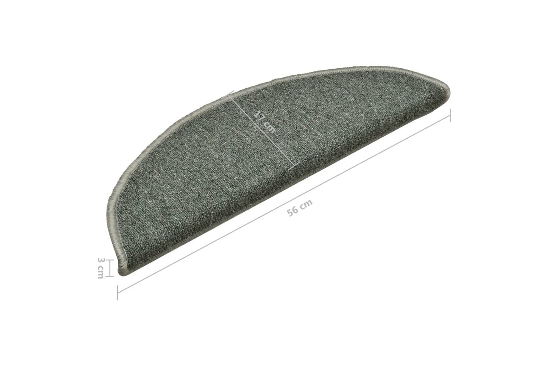 Trappetrinnstepper 15 stk mørkegrønn 56x17x3 cm - grønn - Tekstiler - Tepper & Matter - Spesialmatte - Trappetepper
