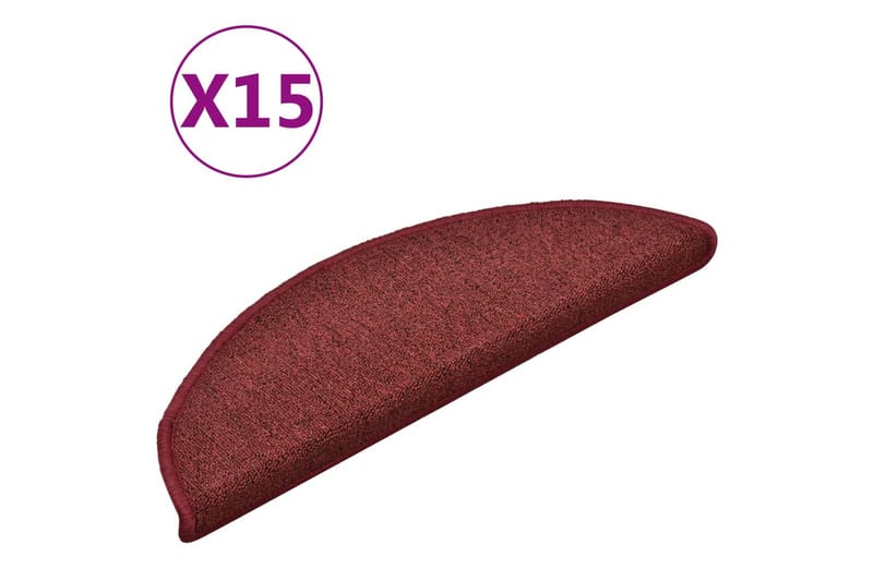 Trappetrinnstepper 15 stk rød 56x17x3 cm - Rød - Tekstiler - Tepper & Matter - Spesialmatte - Trappetepper