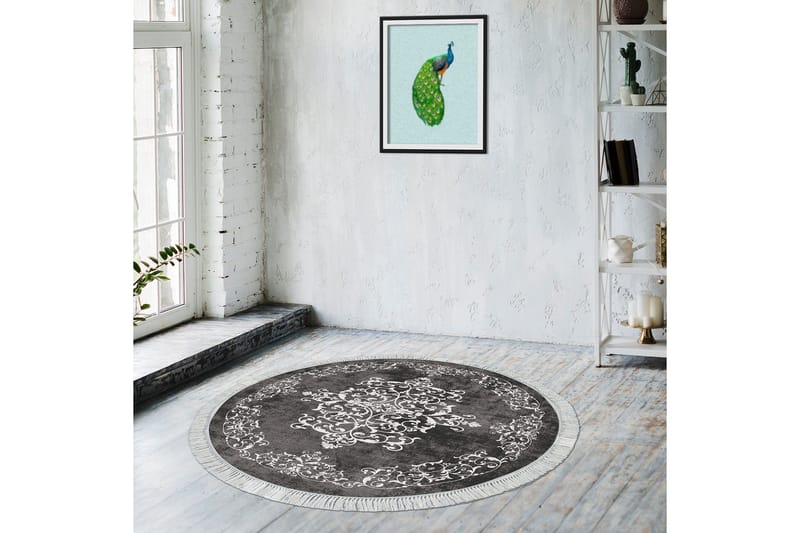 Alanur Home Matte 180 cm Rund - Grå/Hvit - Tekstiler - Tepper & Matter - Moderne tepper - Wiltontepper