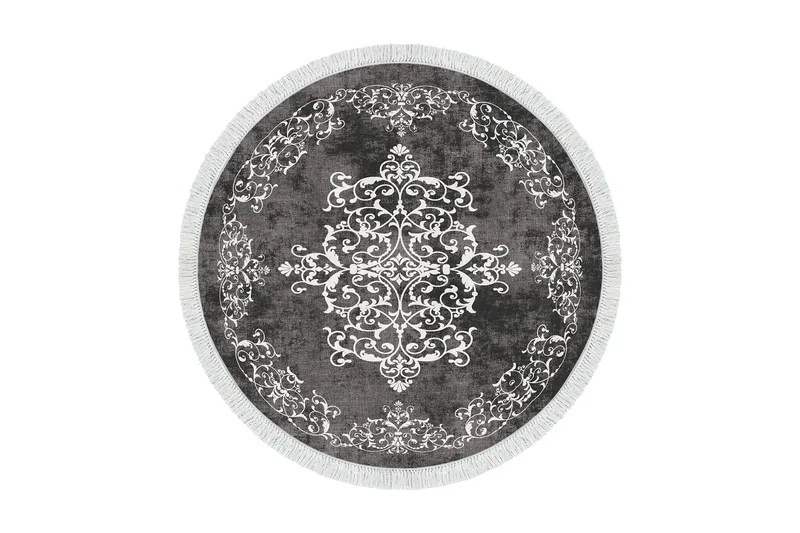 Alanur Home Matte 180 cm Rund, Grå/Hvit