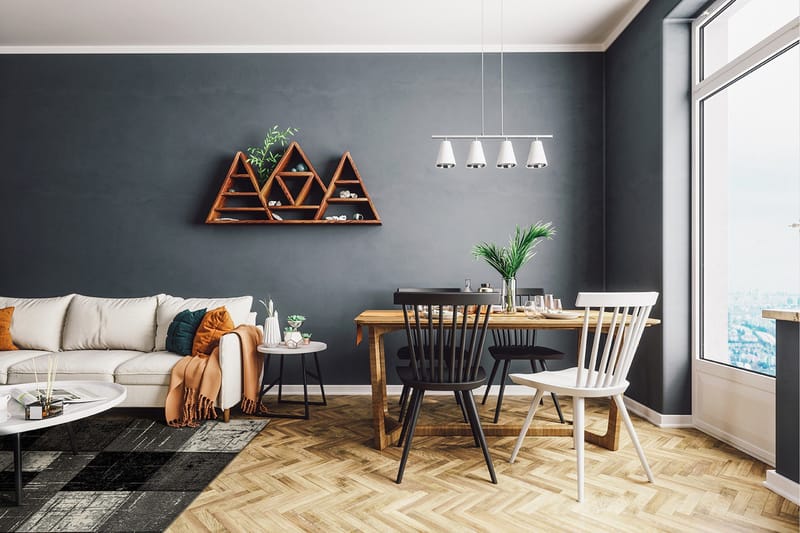 London Square Friezematte 160x230 - Svart/Grå - Tekstiler - Tepper & Matter - Moderne tepper - Wiltontepper