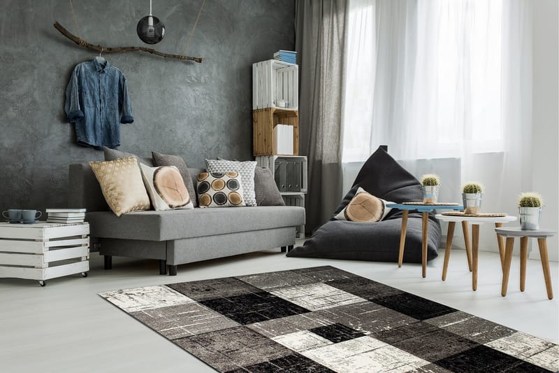 London Square Friezematte 160x230 - Svart/Grå - Tekstiler - Tepper & Matter - Moderne tepper - Wiltontepper