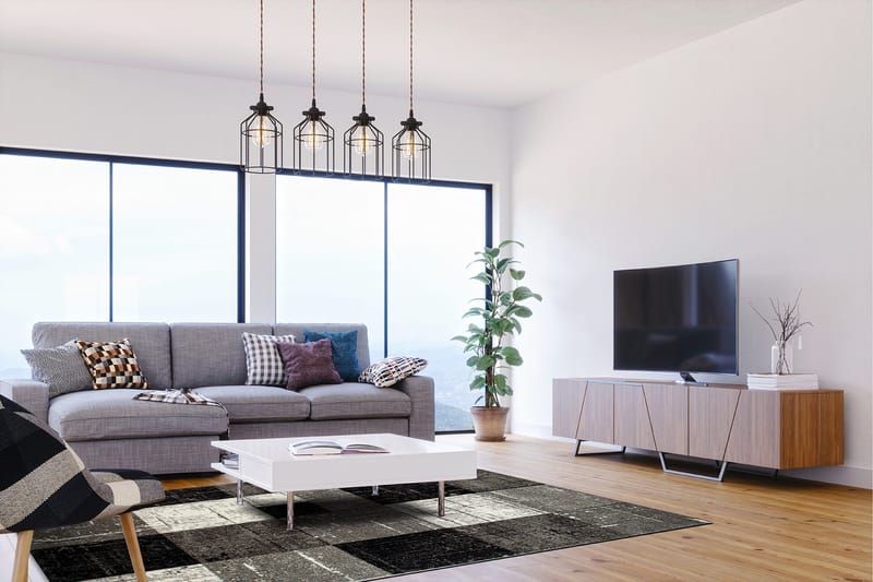 London Square Friezematte 160x230 - Svart/Grå - Tekstiler - Tepper & Matter - Moderne tepper - Wiltontepper