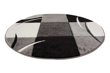 London Patch Friezematte Rund 240 - Svart - Tekstiler - Tepper & Matter - Moderne tepper - Wiltontepper