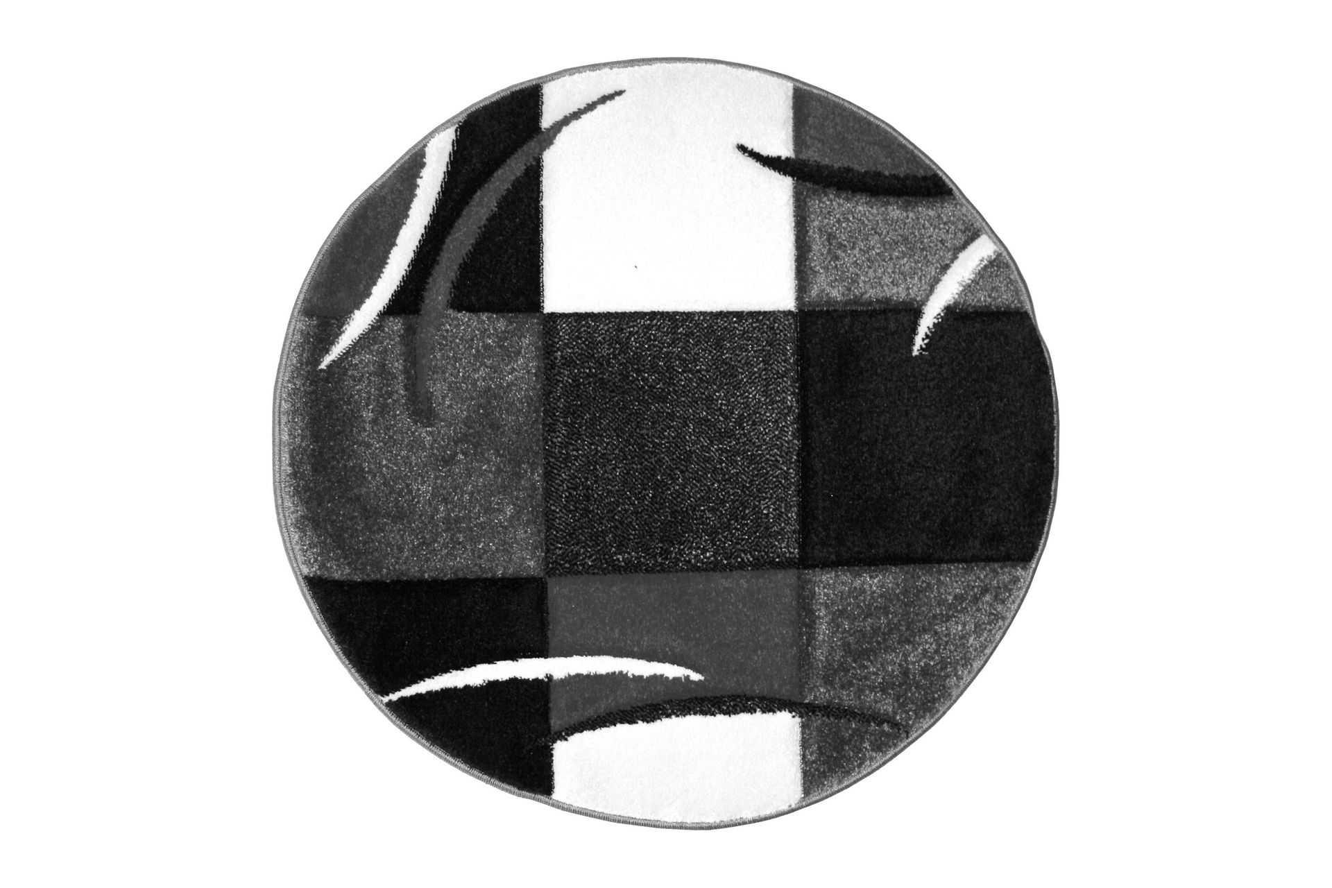 London Patch Friezematte Rund 240 - Svart - Tekstiler - Tepper & Matter - Moderne tepper - Wiltontepper