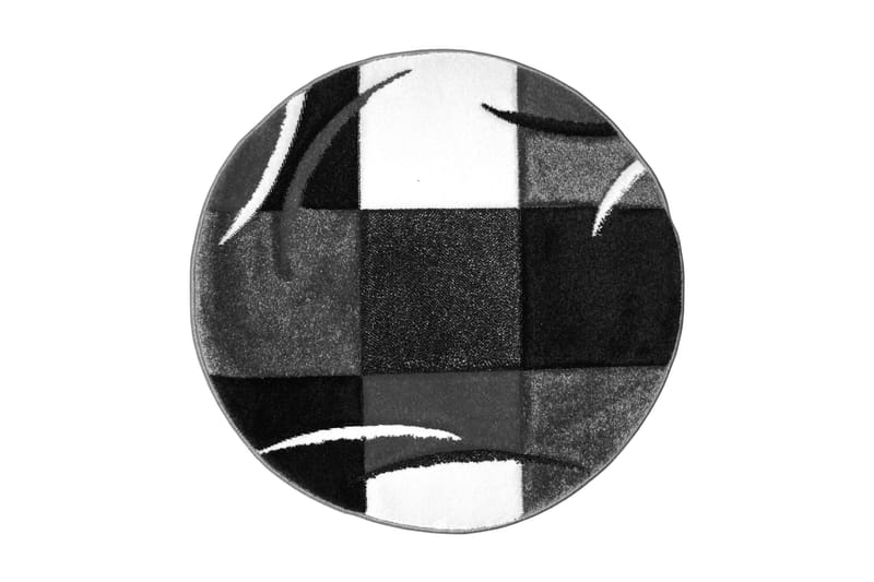 London Patch Friezematte Rund 200 - Svart - Tekstiler - Tepper & Matter - Moderne tepper - Wiltontepper