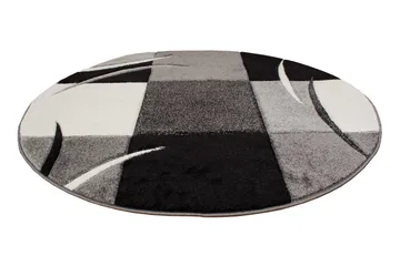 London Patch Friezematte Rund 240 - Svart - Tekstiler - Tepper & Matter - Moderne tepper - Wiltontepper