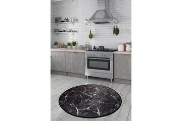 Rund Matte Marmor - Svart - Svart / Fløyel - Tekstiler - Tepper & Matter - Moderne tepper - Viskosematter