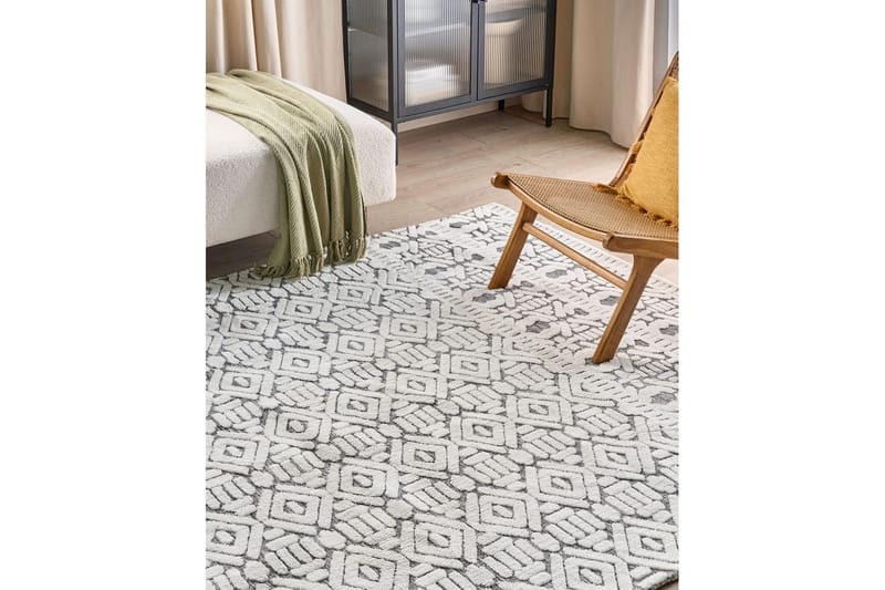 Teppe Sibi - Hvit, Grå, 200x300 cm - Tekstiler - Tepper & Matter - Flatvevde tepper