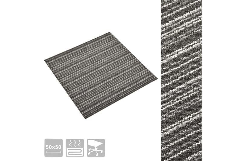 Teppefliser gulv 20 stk 5 m² 50x50 cm stripet antrasitt - Vegg til vegg tepper