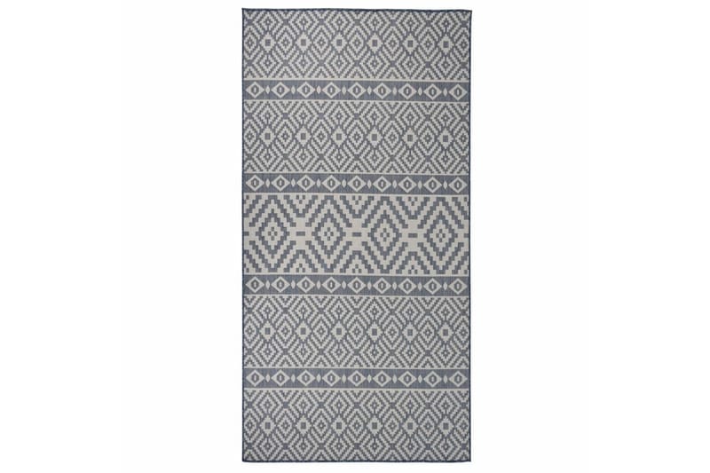 Utendørs flatvevd teppe 100x200 cm blå striper - Blå - Tekstiler - Tepper & Matter - Utendørstepper