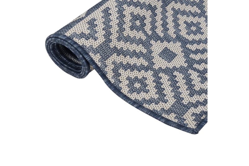 Utendørs flatvevd teppe 100x200 cm blå striper - Blå - Tekstiler - Tepper & Matter - Utendørstepper