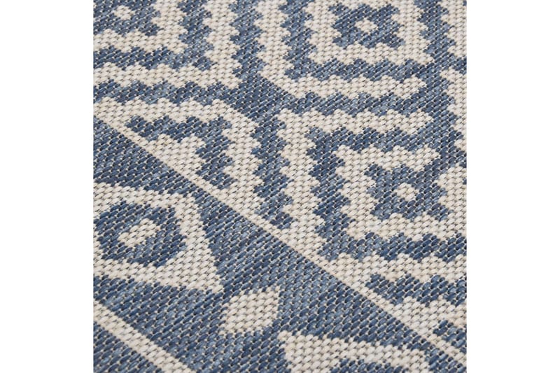 Utendørs flatvevd teppe 100x200 cm blå striper - Blå - Utendørstepper
