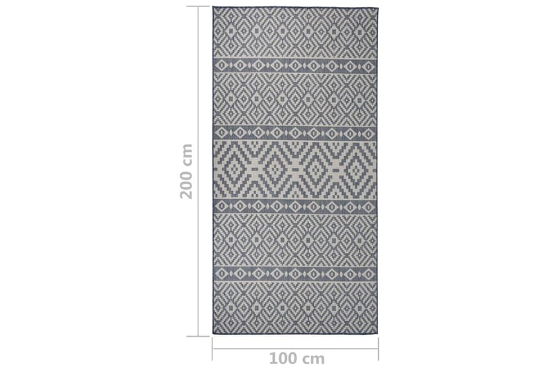 Utendørs flatvevd teppe 100x200 cm blå striper - Blå - Tekstiler - Tepper & Matter - Utendørstepper