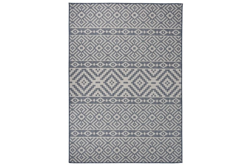 Utendørs flatvevd teppe 140x200 cm blå striper - Blå - Tekstiler - Tepper & Matter - Utendørstepper
