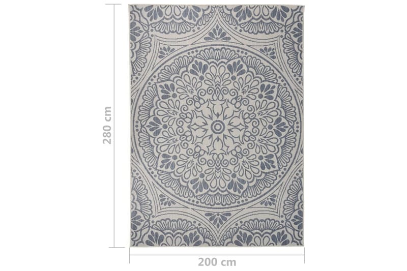 Utendørs flatvevd teppe 200x280 cm blå mønster - Blå - Tekstiler - Tepper & Matter - Utendørstepper
