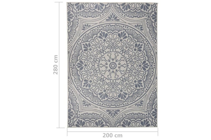 Utendørs flatvevd teppe 200x280 cm blå mønster - Blå - Utendørstepper