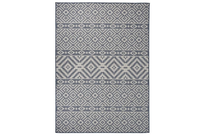 Utendørs flatvevd teppe 200x280 cm blå striper - Blå - Tekstiler - Tepper & Matter - Utendørstepper