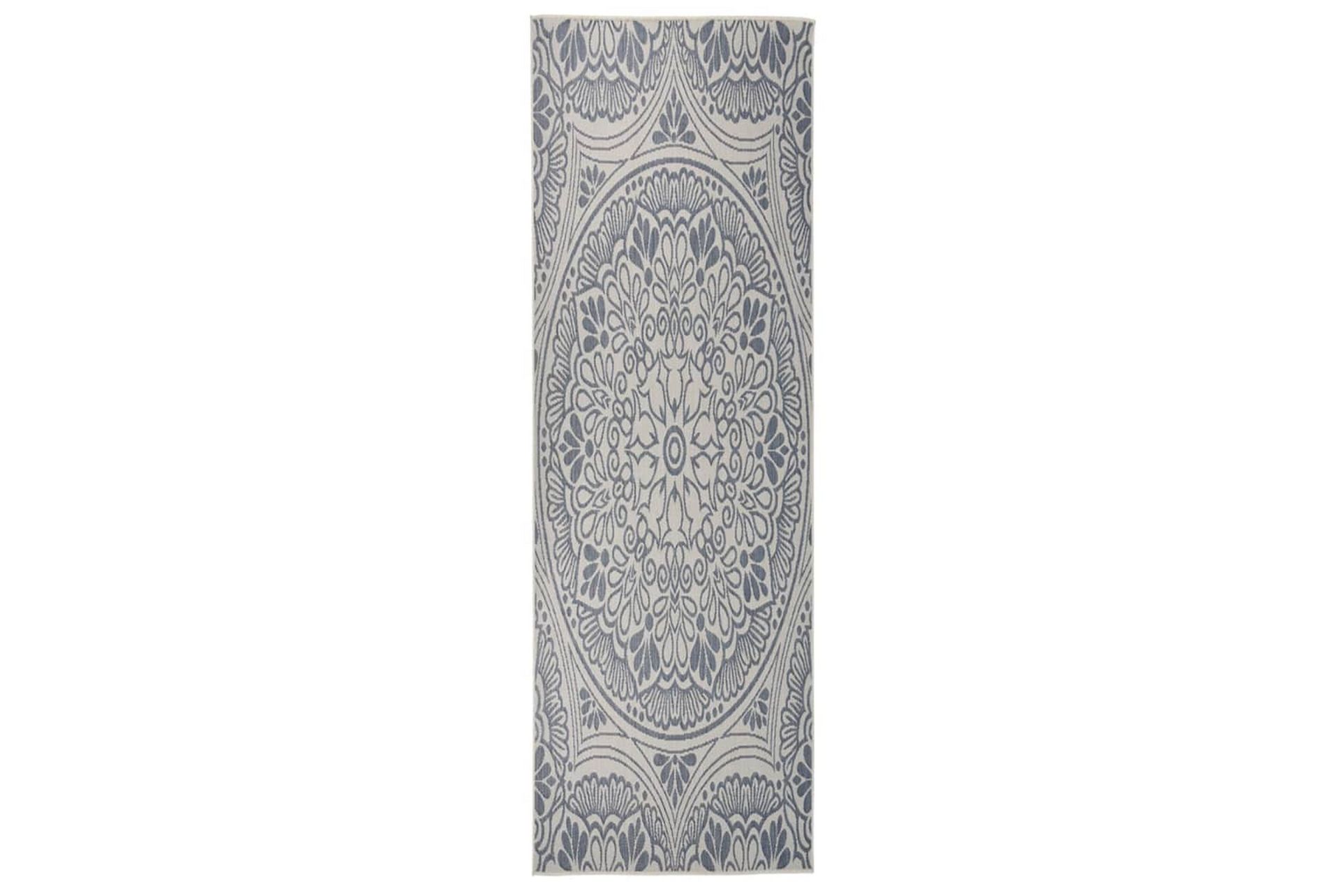 Utendørs flatvevd teppe 80x250 cm blå mønster - Blå - Tekstiler - Tepper & Matter - Utendørstepper