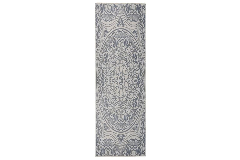 Utendørs flatvevd teppe 80x250 cm blå mønster - Blå - Tekstiler - Tepper & Matter - Utendørstepper