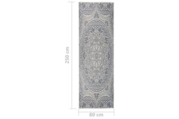 Utendørs flatvevd teppe 80x250 cm blå mønster - Blå - Tekstiler - Tepper & Matter - Utendørstepper