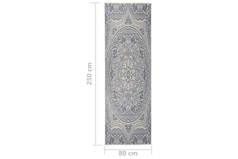 Utendørs flatvevd teppe 80x250 cm blå mønster - Blå - Tekstiler - Tepper & Matter - Utendørstepper