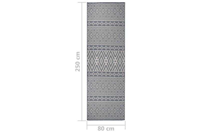 Utendørs flatvevd teppe 80x250 cm blå striper - Blå - Utendørstepper