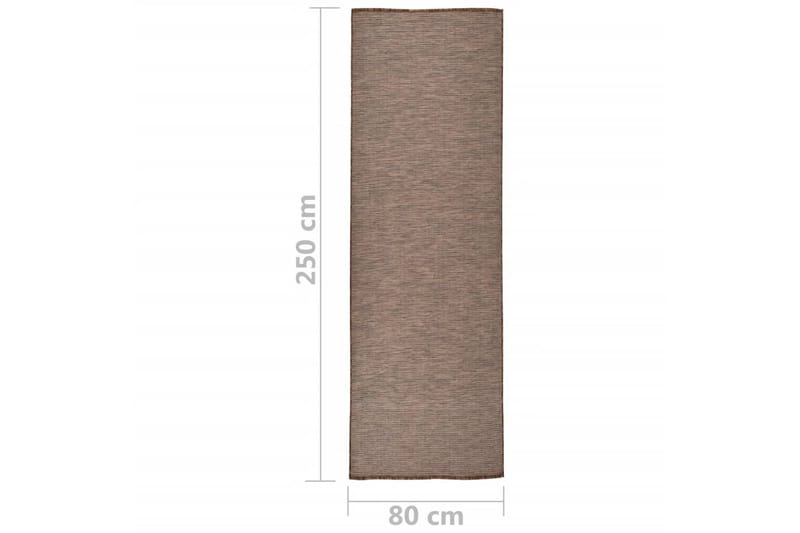 Utendørs flatvevd teppe 80x250 cm brun - Brun - Utendørstepper