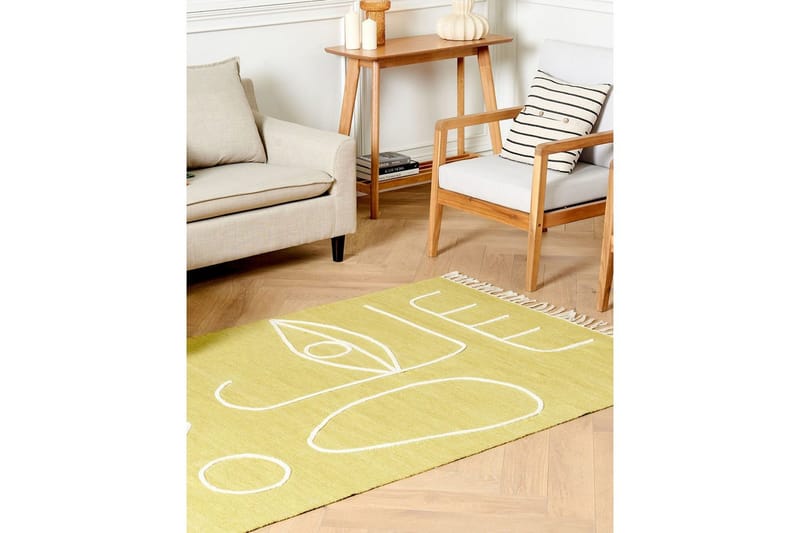 Flatvevd Yavu - Gul, 140x200 cm - Tekstiler - Tepper & Matter - Utendørstepper - Balkongmatte