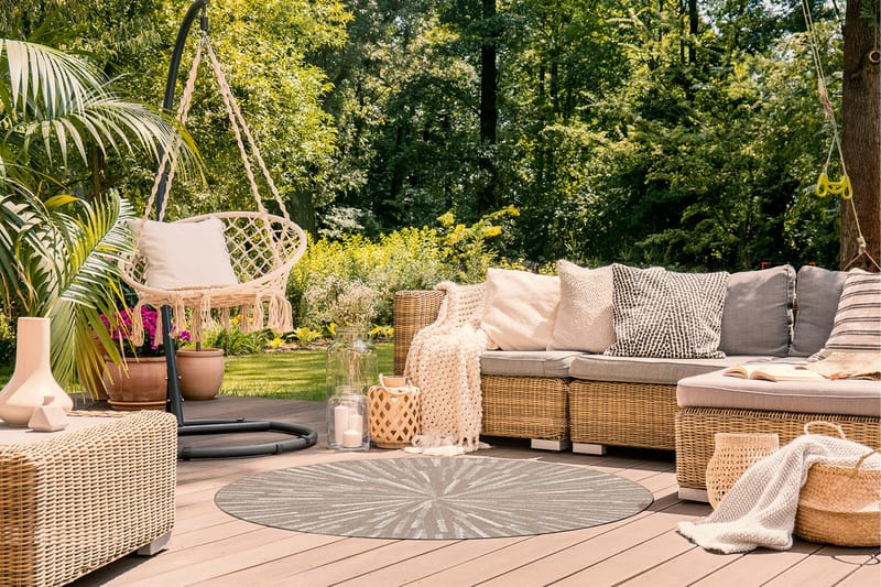 Havanna Shadow Utendørsmatte 240 cm Rund - Linbeige - Tekstiler - Tepper & Matter - Utendørstepper