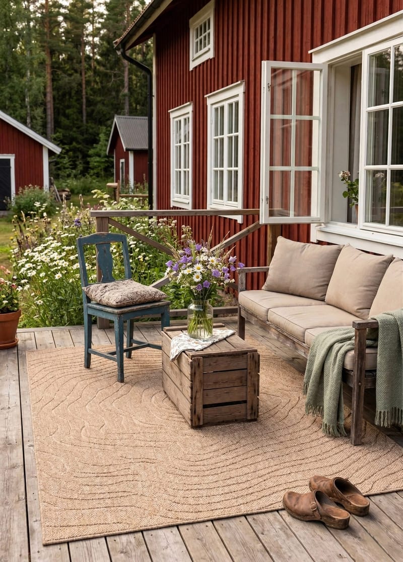 Maskinvevd teppe KM Home Capri Modern 240x340 cm Jute - jute - Tekstiler - Tepper & Matter - Utendørstepper