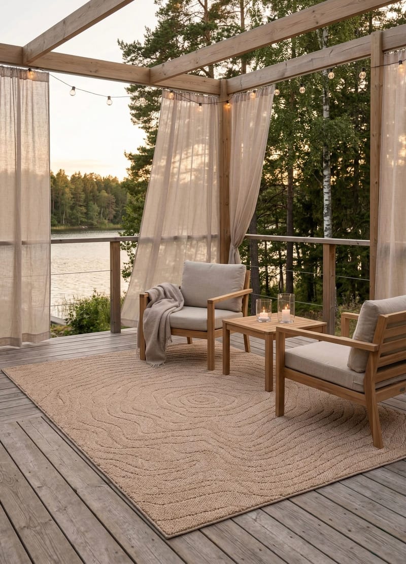 Maskinvevd teppe KM Home Capri Modern 240x340 cm Jute - jute - Tekstiler - Tepper & Matter - Utendørstepper