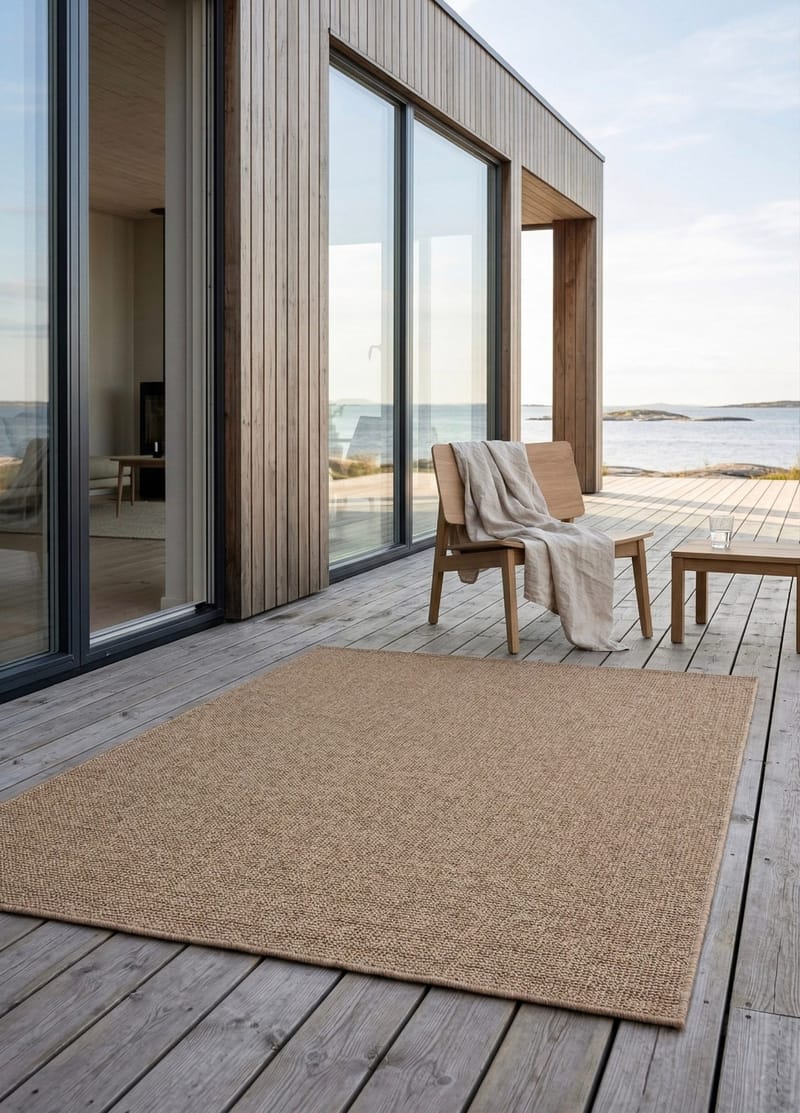 Maskinvevd teppe KM Home Capri Plain 160x230 cm Jute - jute - Tekstiler - Tepper & Matter - Utendørstepper
