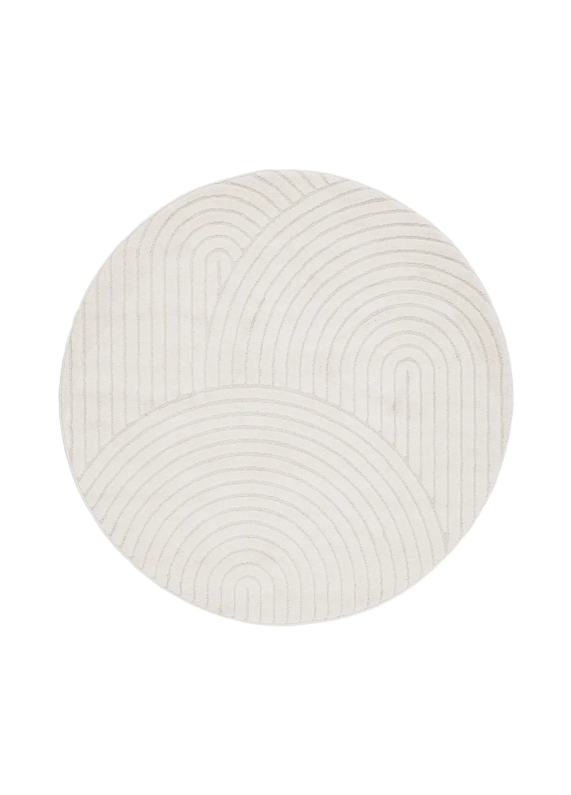 Maskinvevd teppe KM Home Genova Zen rund 120x120 cm Hvit - hvit