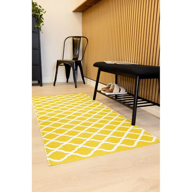 Plastteppe Hilma Wave - 70x150 cm, Gul - Tekstiler - Tepper & Matter - Utendørstepper - Plasttepper