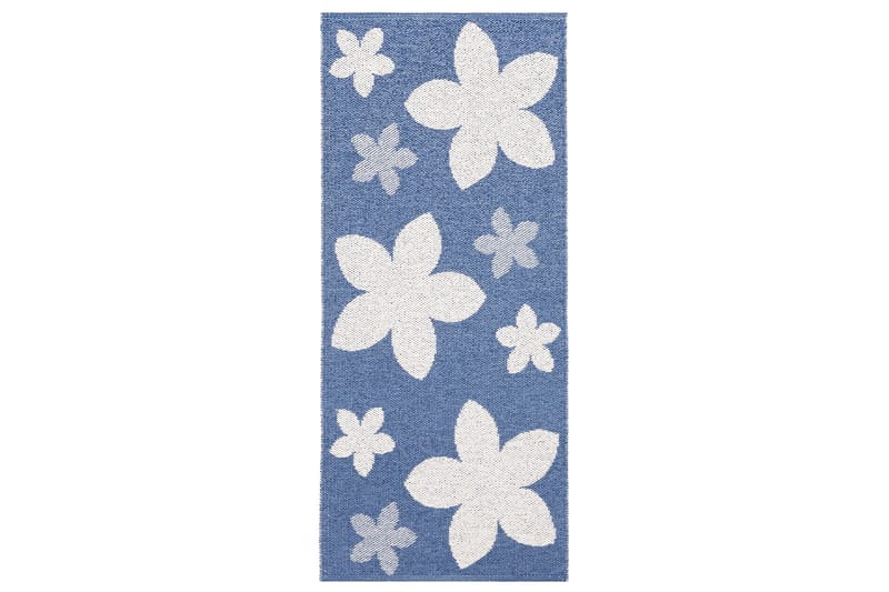 Flower Fillematte 70x400 cm Blå - Horredsmattan - Kjøkkenmatte - Plasttepper - Hall matte