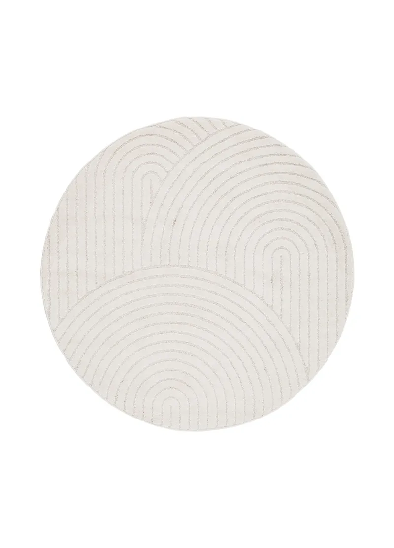 Maskinvevd teppe KM Home Genova Zen rund 120x120 cm Hvit, hvit