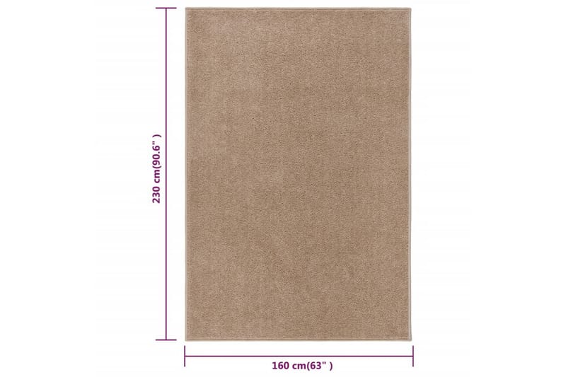 Teppe med kort luv 160x230 cm brun - Brun - Tekstiler - Tepper & Matter - Utendørstepper - Plasttepper